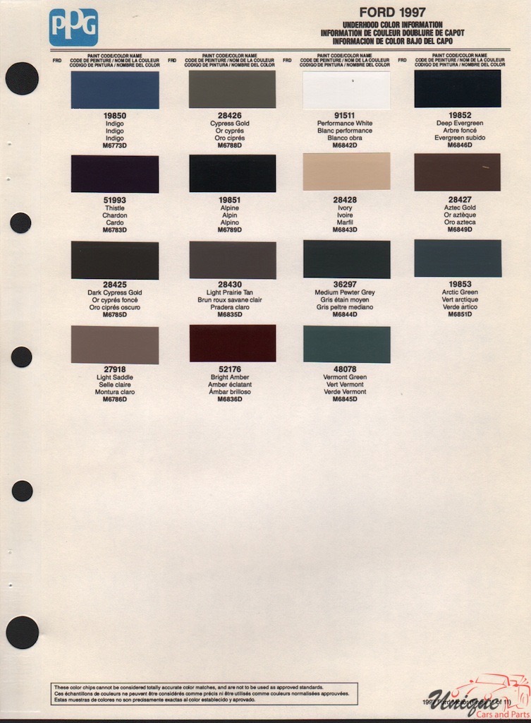 1997 Ford Paint Charts PPG 6